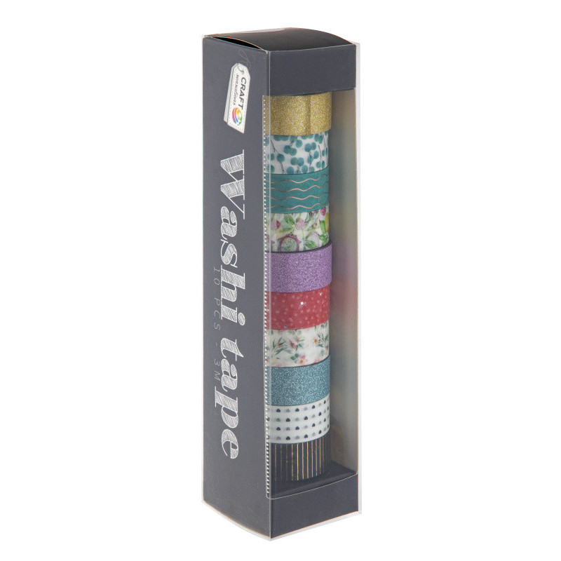 Dekorační lepicí páska - Washi pásky, 1,5cm x 3m, 10ks - CR0516/22GE