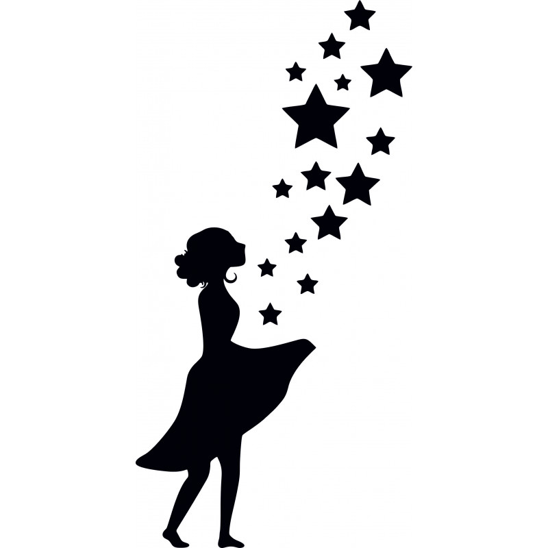 Dívka s hvězdami - plastová šablona 365, C 14,5x14,5cm