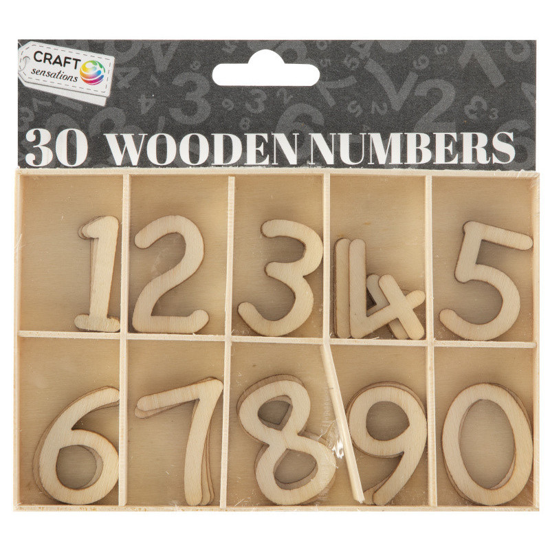 Dřevěná čísla, 30 ks