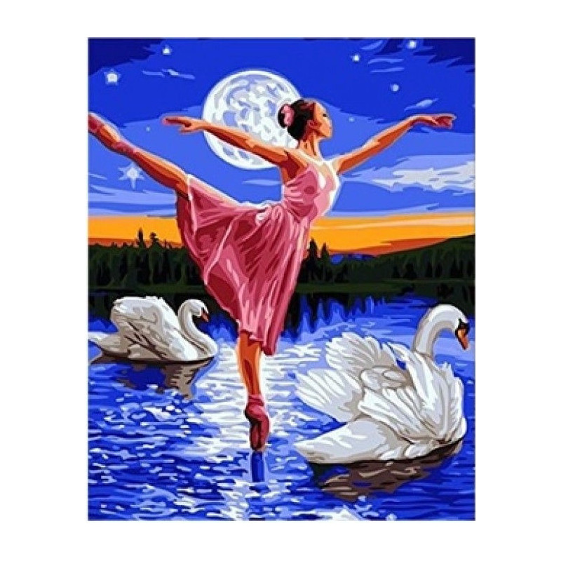 Diamantový obrázek - Baletka a labutě 30x40cm