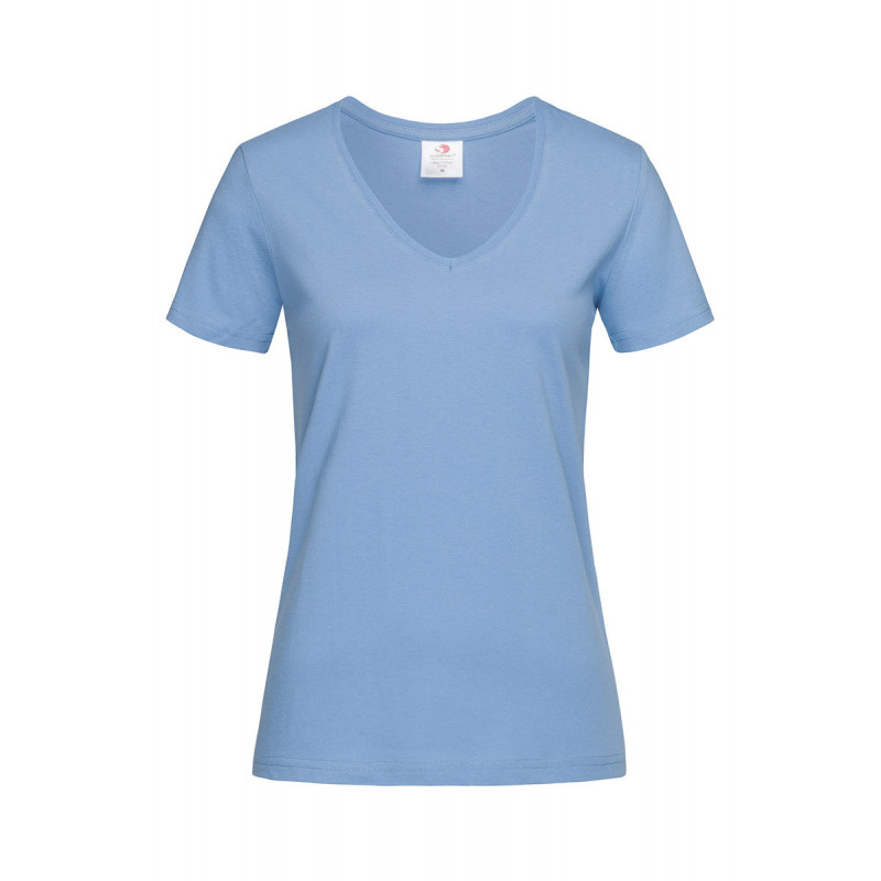 Dámské tričko Classic-T V-neck - M, Light Blue