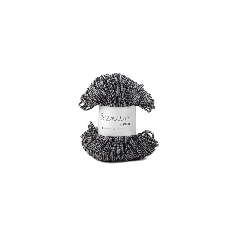Bavlněná šňůra MILA RAINBOW 5mm - Černobílá